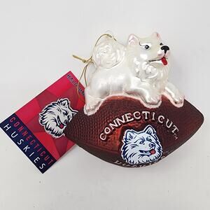 UCONN Ornament Connecticut Huskies Large Football Blown Glass Scottish Christmas
